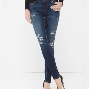 White House Black Market the Skinny Sequin Distressed Jeans